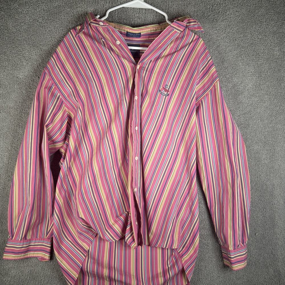 Vintage Faconnable Shirt Mens XL Multicolor Stripe Button Down Made France 90s